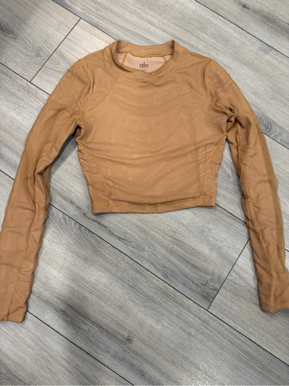 ALO Yoga Long Sleeve Crop Top in Camel Tan